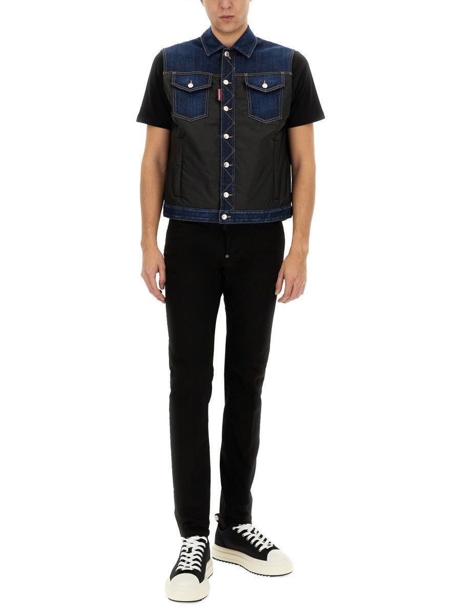 Dsquared2 Men's Denim Puffer Vest Blue, view 2