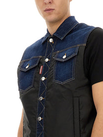 Dsquared2 Men's Denim Puffer Vest Blue, view 4
