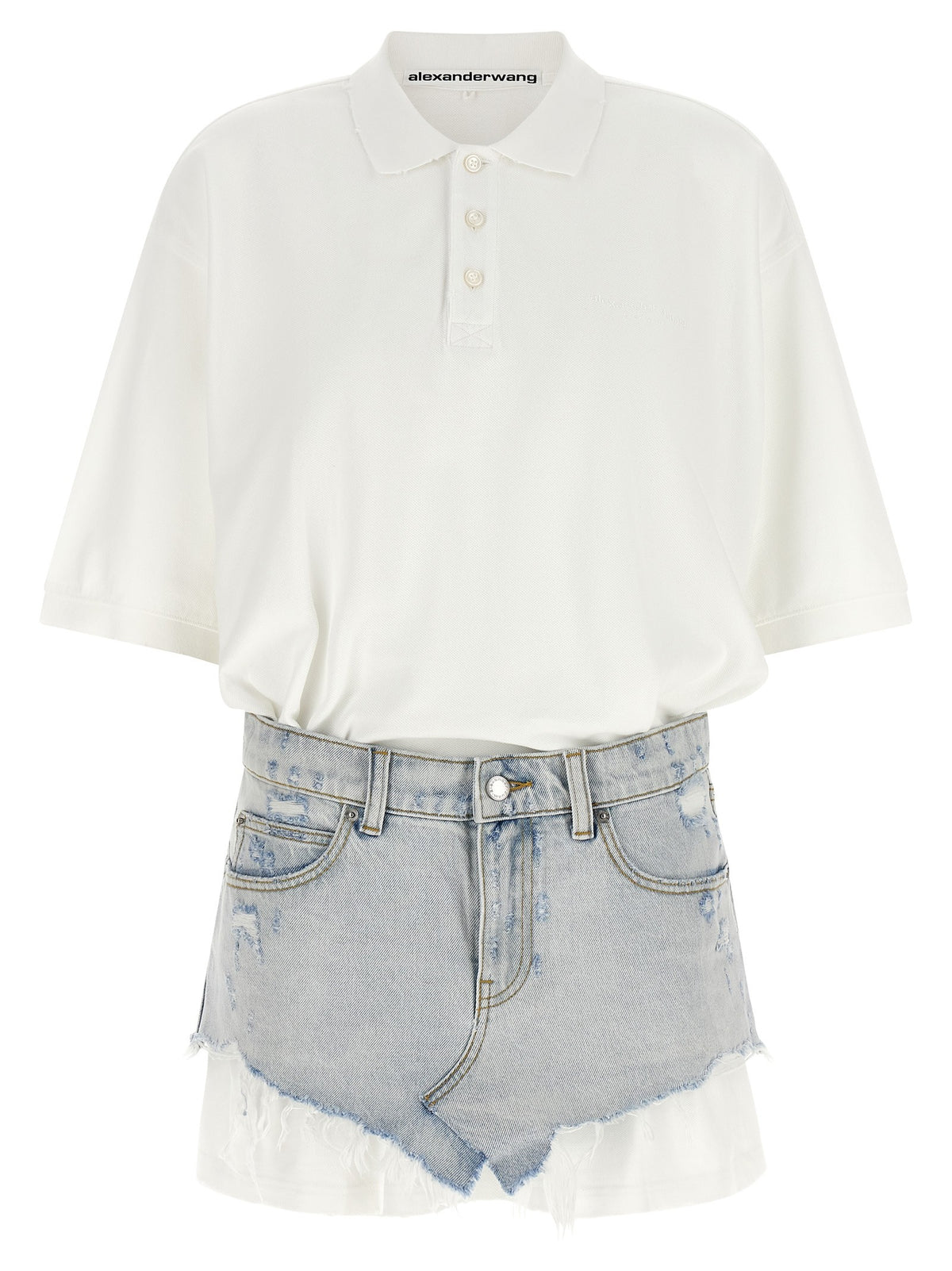 alexanderwang Denim Skirt Polo Dress Gold