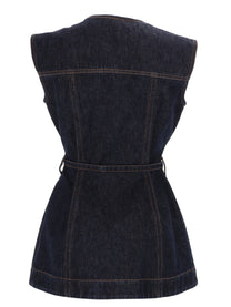 Sportmax Women's Denim Sleeveless Top Blue