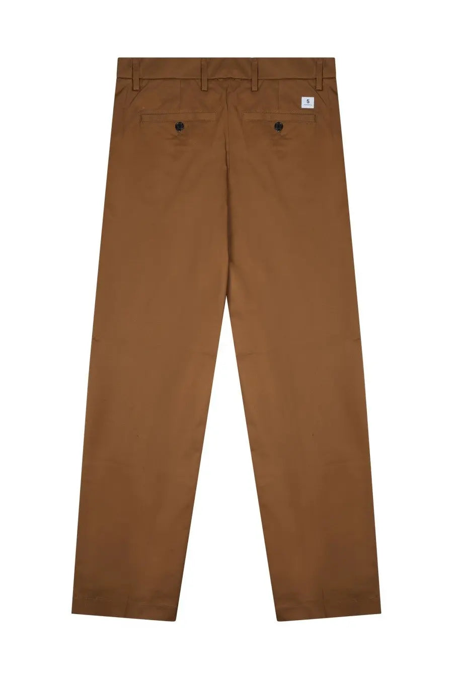 Department Five men’s pantalone gin brown tan chino pants shown from the back with black buttoned pockets and white tag