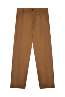 Department five men’s pantalone gin brown tan pleated chino trousers with button closure and straight-leg cut