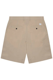 Beige Department Five men’s chino shorts showing back side with buttoned back pockets and white label on right hip