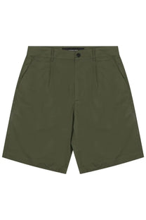 Olive green pleated department five men’s shorts with button closure and side pockets for casual wear
