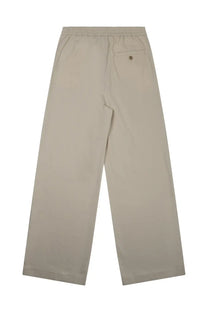 Department five women’s pantalone charm palazzo beige wide-leg trousers with elastic waistband and buttoned back pocket visible from back
