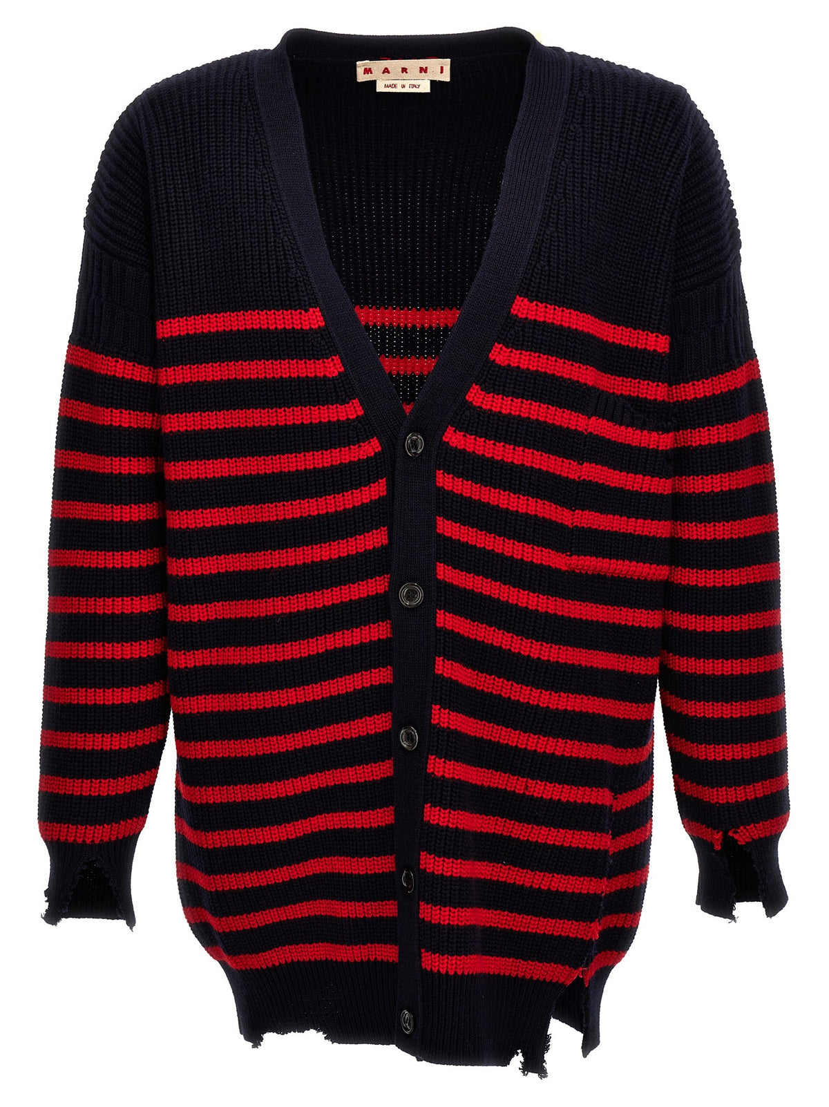 Marni Destroyed Effect Striped Cardigan Gold