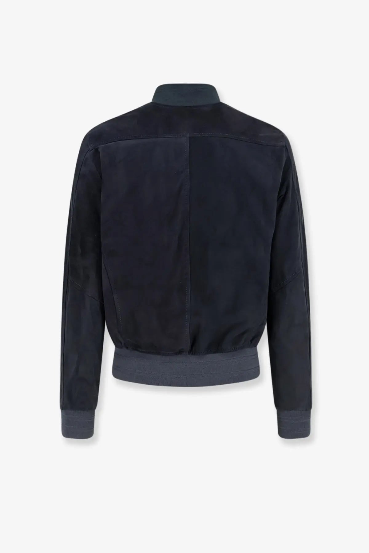 Dfour men’s suede bomber jacket in black with ribbed cuffs and waistband