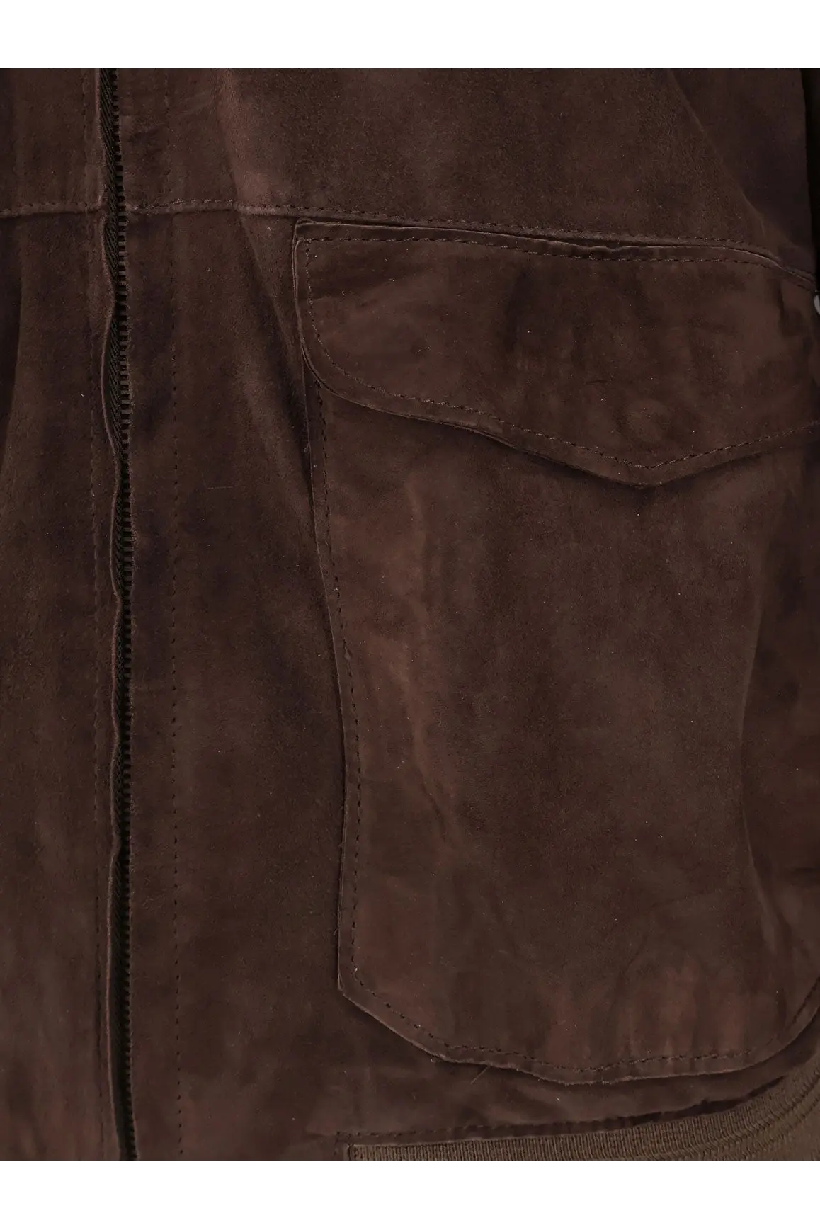 Dfour men’s suede jacket gold with brown suede material zipper and flap pocket front view