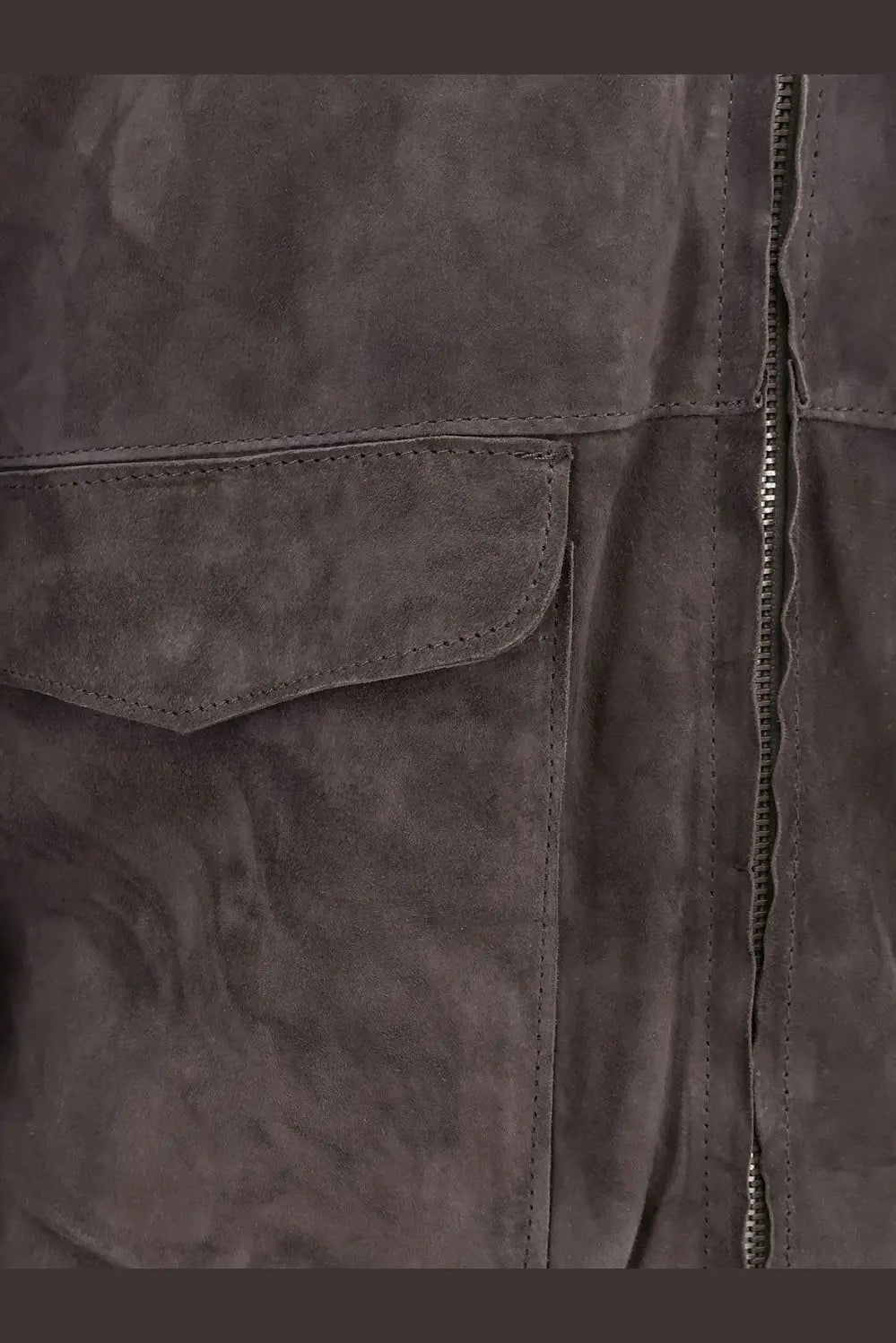 Dfour men’s dark gray suede jacket piombo with front zipper and stitched pocket for stylish casual wear