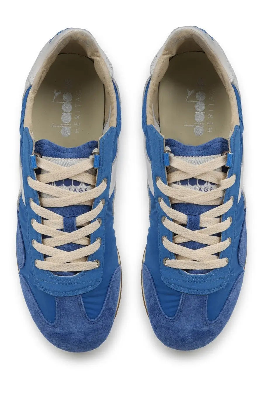Diadora men’s sneaker equipe vela blue in blue suede and canvas with cream laces for casual wear