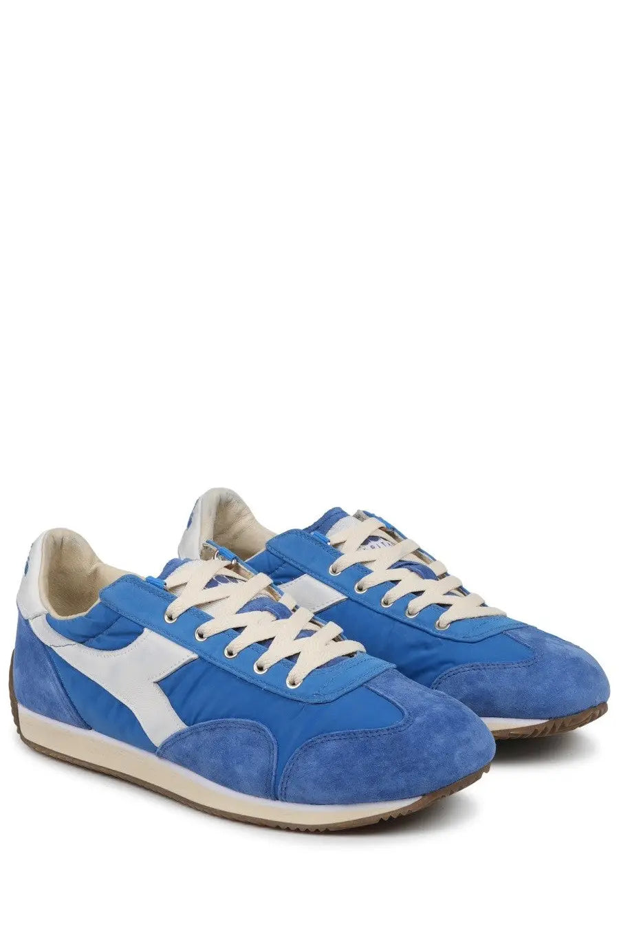 Diadora men’s sneaker equipe vela blue in blue suede and white canvas with cream laces for casual wear