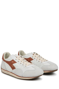 Diadora men’s sneaker equipe vela white and brown with classic athletic design in leather and mesh materials