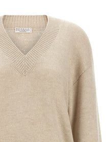 Brunello Cucinelli Diamante Sweater Beige, view 3