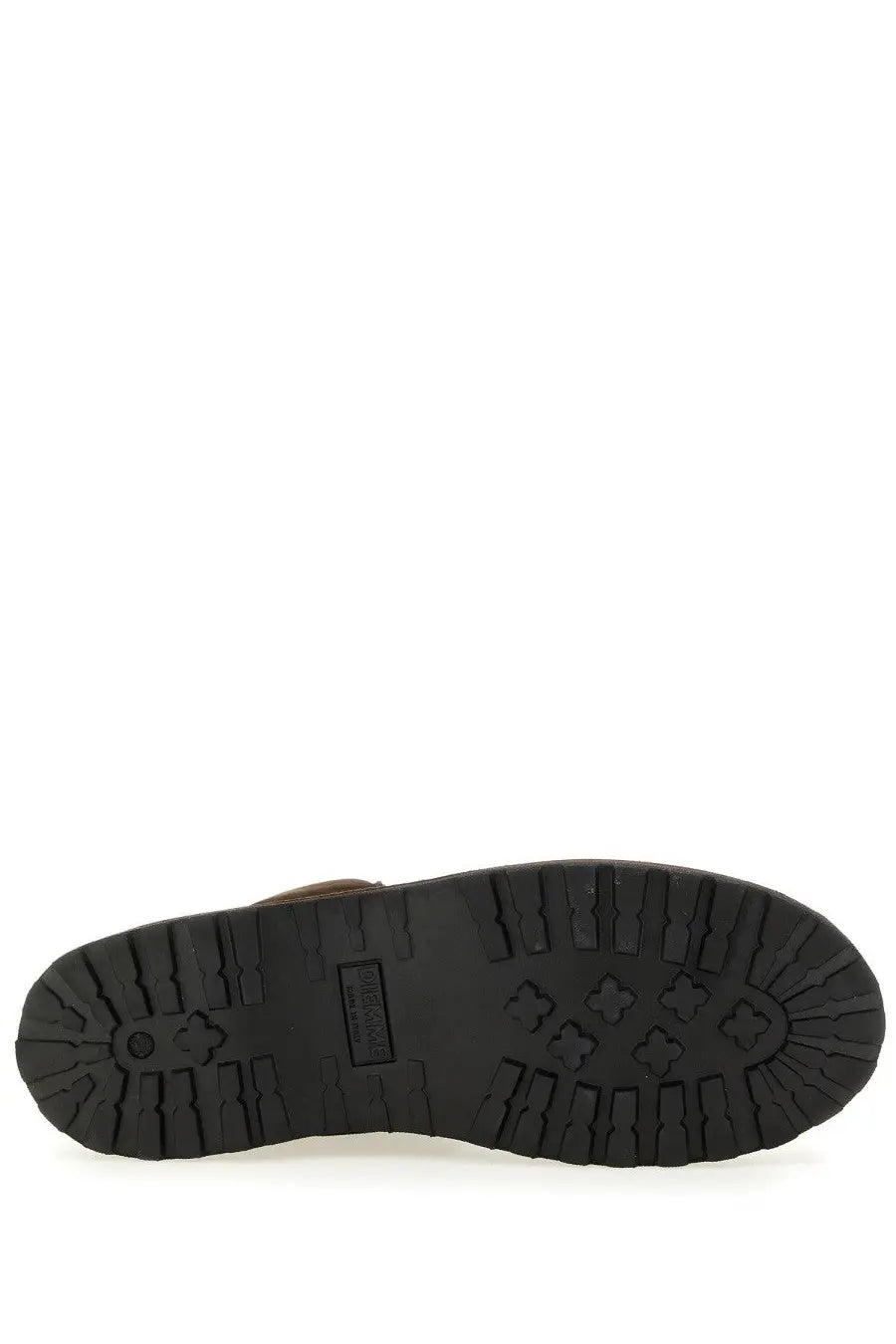 Black rubber sole with textured tread pattern and embossed logo on diemme men’s boot rock vet brown