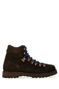 Diemme men’s brown suede hiking boot with blue laces and tan metal eyelets for rugged outdoor use