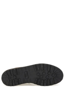 Black rubber sole with textured tread and embossed cross motifs on diemme men’s low hiking shoe rock brown