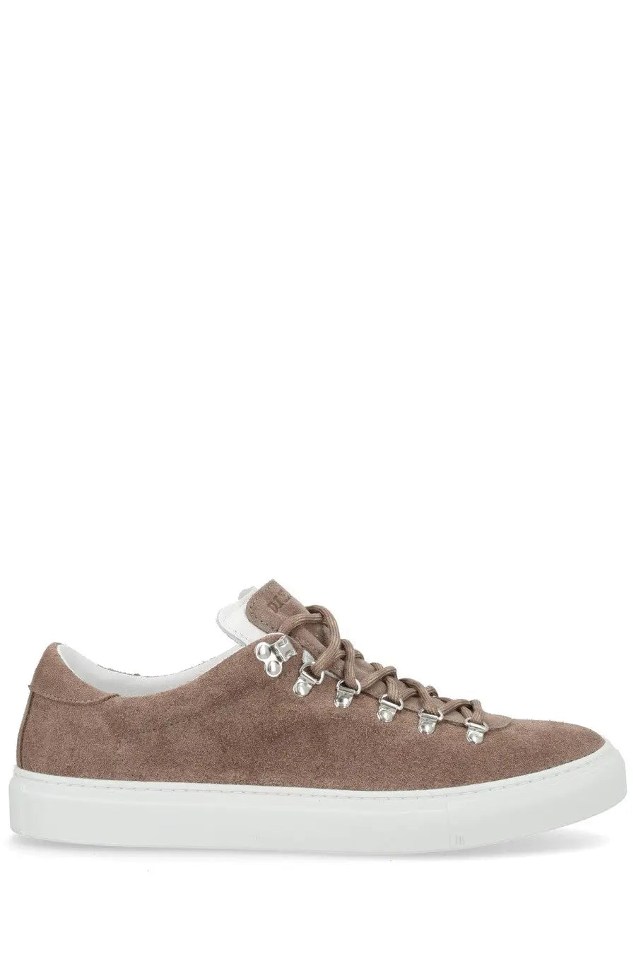 Diemme men’s marostica low sneaker beige tan suede with silver-toned eyelets and white rubber sole