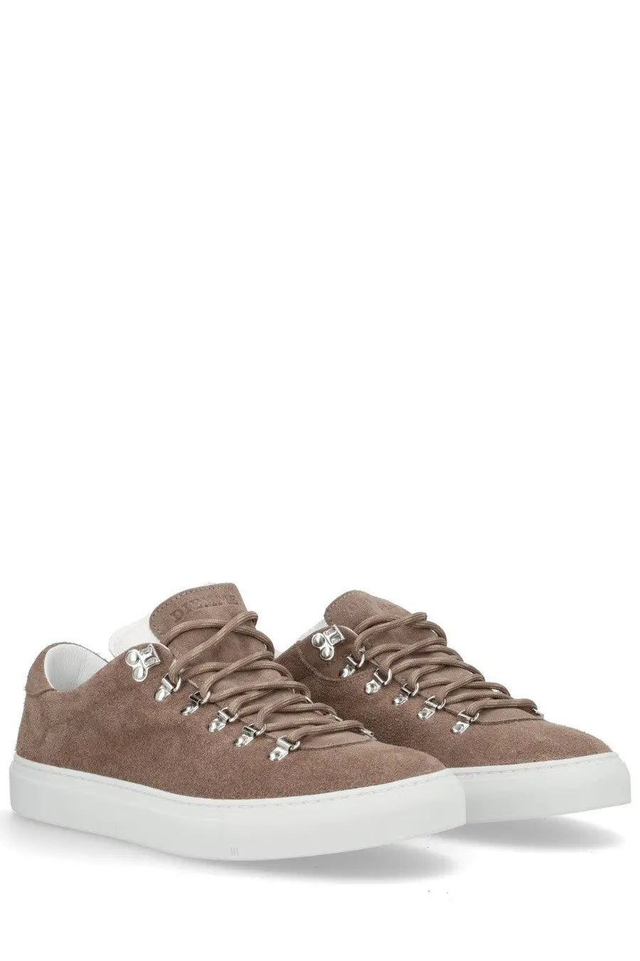 Diemme men’s Marostica low sneaker beige tan suede low-top shoe with silver eyelets and white rubber sole