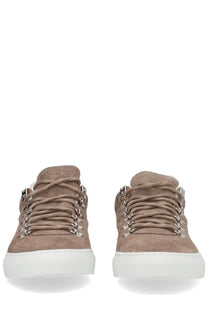 Diemme men’s marostica low sneaker beige in tan suede with white rubber soles and silver-toned metal eyelets
