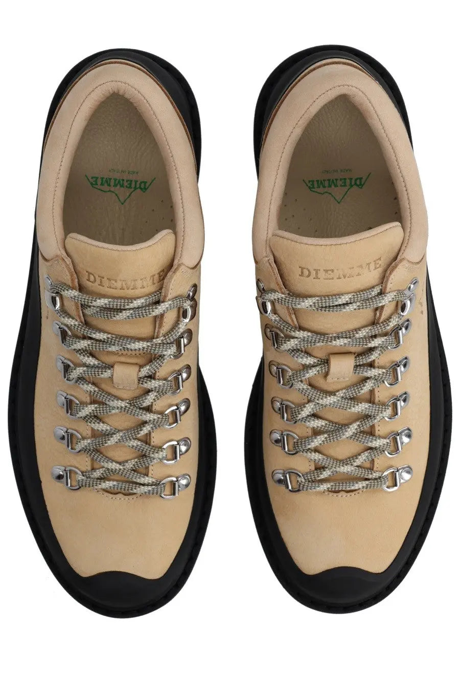 Beige leather low-top diemme men’s shoe cornaro rubber with black soles and silver metal eyelets