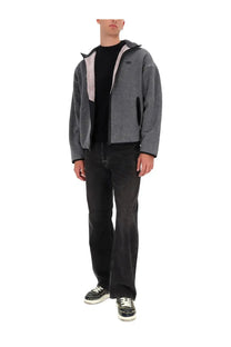 Diesel men’s baty new sweatshirt grey with a soft textured exterior and light pink fleece lining hoodie jacket