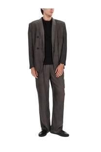 Diesel men’s dark gray double-breasted blazer with relaxed fit and subtle texture in arman albg grey