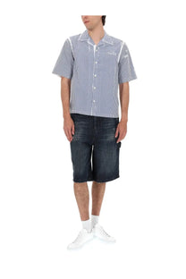 Diesel men’s camicia con multicolor short-sleeved button-up shirt with blue and white vertical stripes and collar