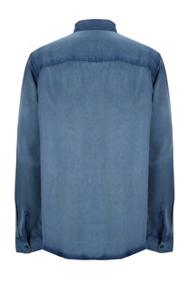 Diesel men’s camicia holg con blue navy blue long-sleeved button-up shirt with subtle textured fabric and stitched seams