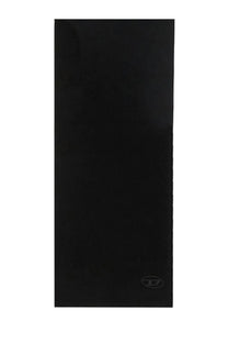 Black rectangular yoga mat with subtle sheen and small logo in the corner for diesel mens coder scarf black product