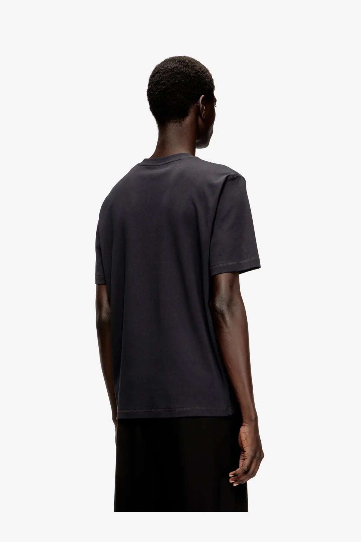 Diesel men’s black short-sleeved crew neck t-shirt made of cotton blend for casual wear