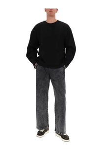 Diesel men’s black oversized cotton crewneck sweatshirt with long sleeves for casual wear