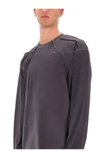 Diesel men’s cotton shirt grey featuring dark gray long sleeves with subtle textured fabric and reinforced shoulder seams