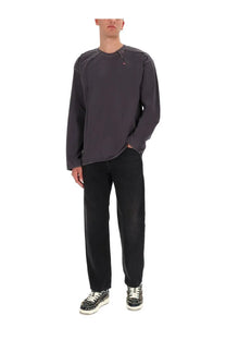 Diesel men’s grey cotton long-sleeved sweatshirt with a relaxed fit and subtle chest branding