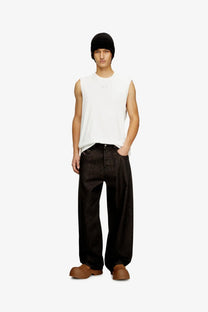 Diesel men’s black wide-leg denim trousers made of sturdy black denim perfect for casual wear