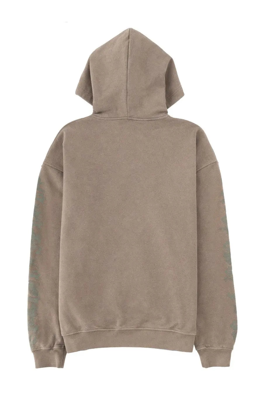 Beige oversized diesel men’s felpa con brown hoodie with subtle faded green pattern on the sleeves