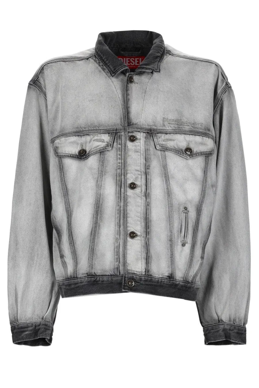 Diesel men’s giacca Denver Fsi grey distressed gray denim jacket with faded finish and black buttons