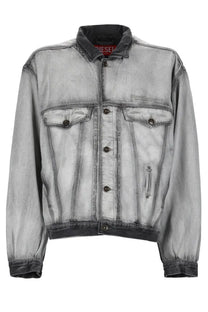 Diesel men’s giacca Denver Fsi grey distressed gray denim jacket with faded finish and black buttons