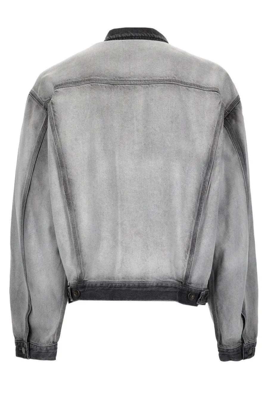 Diesel men’s giacca Denver Fsi grey faded gray denim jacket with classic design and darkened cuffs collar and hem