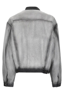 Diesel men’s giacca Denver Fsi grey faded gray denim jacket with classic design and darkened cuffs collar and hem
