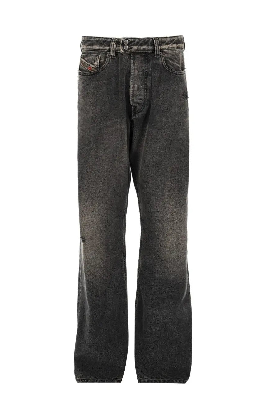 Diesel men’s jeans Eeper grey dark gray faded denim with straight-leg cut and visible stitching details