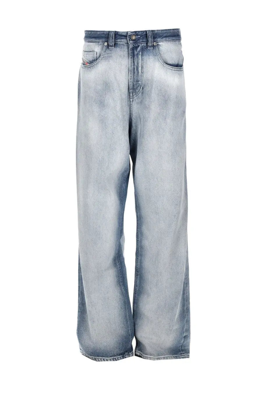 Diesel men’s jeans macro FSI2 blue light-wash denim wide-leg jeans with faded blue color and casual fit