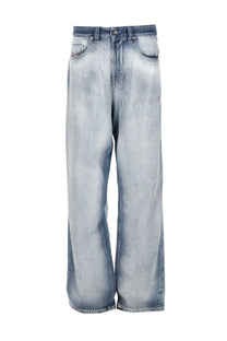 Diesel men’s jeans macro FSI2 blue light-wash denim wide-leg jeans with faded blue color and casual fit