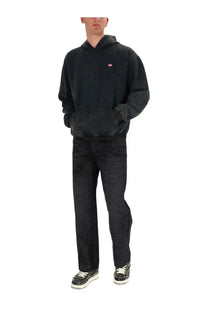 Diesel men’s Kai sweatshirt black oversized hoodie with small red logo on chest for casual wear