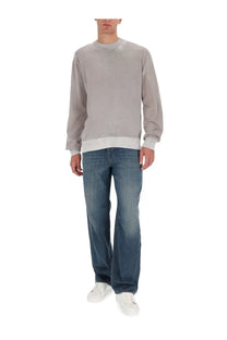 Diesel men’s Larence jersey grey light gray long-sleeved sweatshirt with ribbed white hem and cuffs