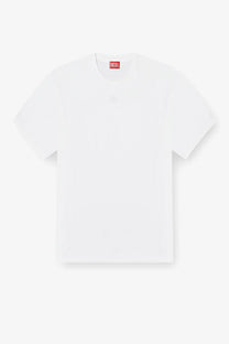 Diesel men’s Lucien Ihbi white cotton t-shirt with simple crew neck and short sleeves
