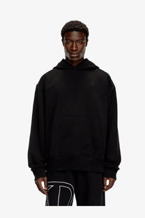 Diesel men’s macs black cotton sweatshirt featuring an oversized hoodie with a subtle embroidered chest logo