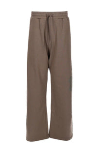 Diesel men’s pantalone gro brown wide-leg sweatpants with elastic waistband drawstring and green number 1 print