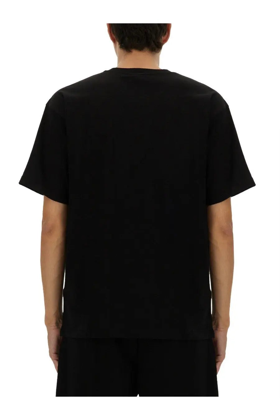 Black short-sleeved crew neck cotton t-shirt for men by Diesel in boxt div style and black color