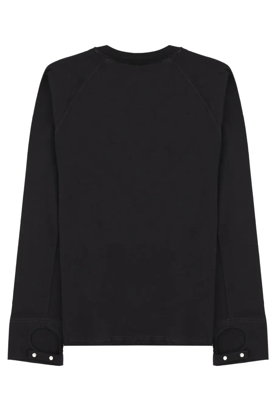 Diesel men’s black long-sleeved sweatshirt with raglan sleeves and buttoned cuffs tailored for casual wear