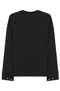 Diesel men’s black long-sleeved sweatshirt with raglan sleeves and buttoned cuffs tailored for casual wear